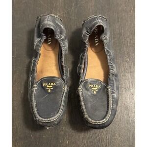 Prada 1DD030 Scrunch Loafers EU 40 Gray leather Driving‎ Walking House